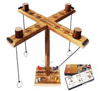 Jeu de Lancer d'anneaux pour Adultes, 4 Joueurs Ring Toss Game Jeu en Bois avec Tableau à Points, Hooks Ring Toss Game Interactif Rapide pourfFête à la Maison
