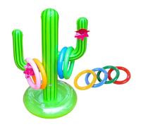 Jeu de lancer de cactus 9 pièces, 1 cactus gonflable, 8 jouets à lancer d'anneaux, accessoires de bar de jardin, décorations de fête de piscine, aides à la natation pour piscine d'été en bord de mer