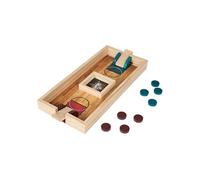 Jeu de lancer de jetons en bois naturel (4 rouges et 4 bleus) - - ALTOBUY Marron