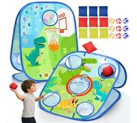 Jeu de lancer de pouf dinosaure 6 en 1 - Jouets d'extérieur pour les tout-petits de 1 à 3 ans, apprentissage de l'alphabet ABC et des mathématiques - Jeu de fête dans le jardin