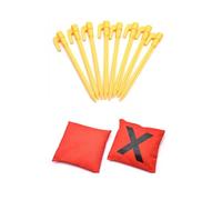 Jeu de lancer Tic-Tac-Toe - Pouf portable d'extérieur pour enfants | 3-12, jouet d'entraînement à intégration sensorielle pour fête sur la plage, jaune et bleu