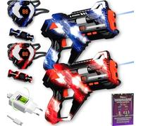 Jeu de Laser Game Rechargeable pour Enfants, Set Lasertag 2 Joueurs avec 2 Pistolets et Capteurs 360°, Jeu d’Action Intérieur et Extérieur, Activité Ludique Active, INKL. Livret de Jeux et Stratégies