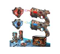 Jeu de Laser Tag Rechargeable VATOS - 2 Pistolets et 2 Gilets avec Synchronisation 2,4GHz, 4 Modes de Tir, LED, Multijoueur Extensible, Dès 6 Ans