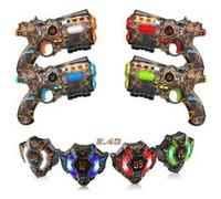 Jeu de Laser Tag Rechargeable VATOS - 4 Pistolets et 4 Gilets Connectés, Synchronisation 2,4GHz, LED, 4 Modes de Tir, Multijoueur Extensible, Dès 6 Ans