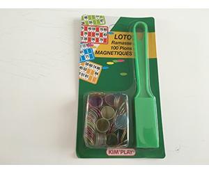 Jeu de Loto : Lot de 100 jetons aimantés colorés + 1 Pelle aimantée pour Une ramasse immédiate et Plus Pratique