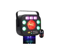 Jeu de lumière FULLMOON - DMX 5-EN-1 AVEC WASH LED RGBW 4-en-1, UV, LAS R+G, STROBO 20 flashes/sec. & ASTRO