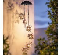 Jeu de lumière LED solaire 4 barres sonores en métal - 75 cm - Jeu sonore avec 6 soleils illuminés en blanc chaud