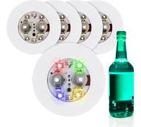 Jeu de lumières autocollantes pour bouteilles 5 pcs 6 cm chacune - coloré - stickers lumineux ronds pour bouteilles - stickers lumineux LED pour bouteilles en verre éclairage décoratif avec changement