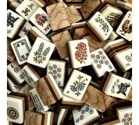 Jeu de mah-jong américain sur le thème du chien (style rétro, tons marron)