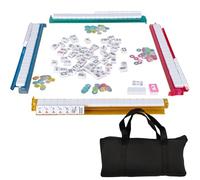 Jeu de Mahjong américain Jeu Complet de tuiles Mahjong avec 166 tuiles, 2 Rechange, 4 Supports avec Poussoir, 1 donneur Vent, 100 jetons, 3 dés et 1 Manuel Portable