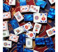 Jeu de Mahjong - Ensemble de Mahjong américain avec effet marbré bleu nacré