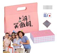 Jeu de Mahjong portable, jeu de Mahjong chinois - Petit jeu de société Mahjong - Jeu de société Mahjong, jeu familial de Mahjong comprenant une nappe, un sac de transport, des dés et une règle