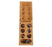 Jeu de Mancala Pliable en Bois Pierres de Verre, Boîte de Rangement