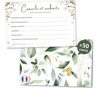 Jeu de Mariage - 50 Cartes Conseils et Souhaits pour les Mariés - Animation avec Questions à Remplir - Souvenir Inoubliable - Livre d’Or Original - Fabriqué en France