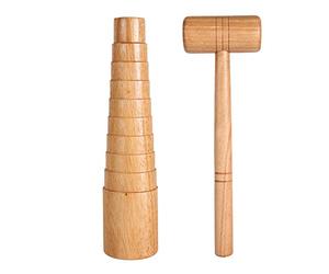 Jeu de marteaux de calibrateur de mandrin, 2 pièces en bois calibrateur de mandrin fabrication de bijoux ajuster le dimensionnement du bracelet bâton de mesure ensemble d'outils de marteau