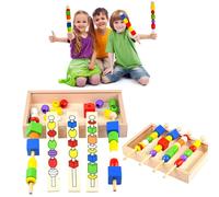 Jeu De Matériel Montessori En Bois Pour Enfants, Ensemble De Séquençage De Perles, Bâton De Forme Colorée, Bloc De Perles, Jouets Classiques