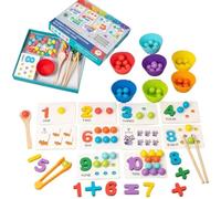 Jeu De Mathématiques Et D'arithmétique Montessori, Apprentissage Numérique en Silicone avec Perles, Baguettes Et Cuillères, Jeu De Correspondance De Perles À Pince for Calculer Les Nombres