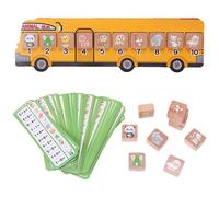 Jeu de mathématiques, jeu de chiffres - Jouets éducatifs en mathématiques, jouet de bus avec chiffres en bois, jouet d'entraînement à la pensée logique mathématique, activités d'apprentissage