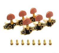 Jeu de mécaniques de guitare classique 3 + 3, accordeurs précis avec rapport 1:14, demi-cercle ergonomique pour poignée, matériau en fer robuste, noir/or, compatible avec les guitares classiques (doré