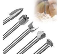 Jeu de Mèches de Sculpture sur Bois Compatible avec Dremel, 5 Pcs Mèches de Gravure sur Bois avec Tige de 1/8"(3mm) pour Sculpture Ponçage, Gravure, Perçage, Polissage, Travail du Métal