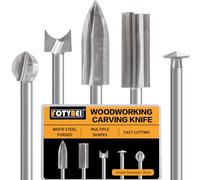 Jeu de Mèches de Sculpture sur Bois Compatible avec Dremel, 5 Pièces Différents Outils de Sculpture en Bois Mèches avec Tige de 1/8" pour Bricolage, Travail du bois, Gravure, Micro Sculpture