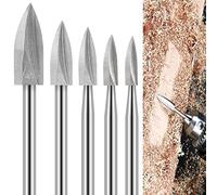 Jeu de Mèches de Sculpture sur Bois pour Dremel, 5 Pièces Mèches de Sculpture sur Bois avec tige de 1/8" pour Bricolage, Sculpture, gravure, ponçage et perçage