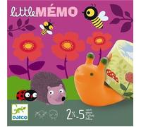 Djeco - Jeu de mémoire Little mémo, 9 animaux, 15 jetons fleurs, dès 2 ans