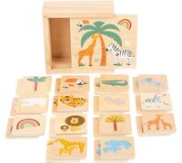 Small Foot Design Jeu de mémoire Safari en bois – motifs animaux colorés, 28 mémocrates, dès 3 ans