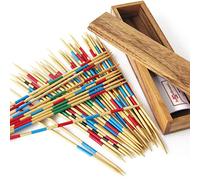 Jeu de MIKADO dans un coffret en bois massif pour 2 à 6 joueurs à partir de 5 ans. Aux normes CE, marque française le Délirant®. Jeux de société familial de Voyage rangement facile, qualité supérieure