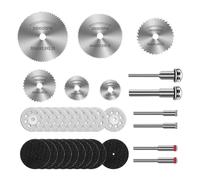 Jeu de Mini Disque de Coupe pour Dremel, Mini Disque Diamant à Tronçonner 22/25/32/35/44/50 mm avec Mandrin, Lame Mini Scie Circulairepour couper le Bois, Métal, Plastique, Verre, Pierre (32Pcs)