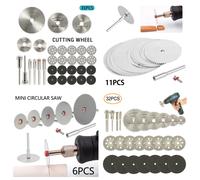 Jeu de Mini lames de scie circulaire, meule de ponçage, disque de coupe pour accessoires Dremel, outils rotatifs de coupe du métal 6 à 32 pièces 11PCS