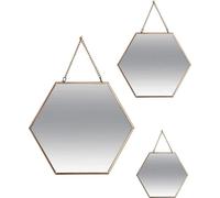 Jeu de miroirs Atmosphera Hexagonal Or Métal (3 pièces)