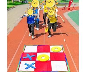 Jeu de Morpion géant de 43 pouces, comprend un plateau de jeu de 43 pouces et 6 pièces de jeu de 7,8 pouces, défi interactif multi-joueurs, convient pour le team building, la coopération et le plaisir