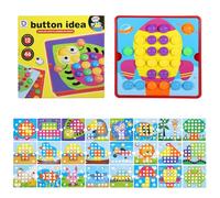 Jeu de Mosaïque Enfant 2 3 4 Ans, Puzzle Mosaique avec 24 Cartes Modèles et 46 Clous de Couleurs, Jouet Éducatif pour Développer la Motricité Fine, Fille et Garçon pour Anniversaire