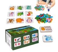Jeu de mots à vue, cartes flash de l'alphabet - Tableau avec motif d'animaux avec lettres en bois, jeu éducatif préscolaire, jouets sensoriels pour le développement des compétences,