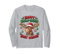 Jeu de Mots Amusant avec Renne de Noël - Happy Holi-Deer Best Wishes Manche Longue