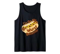 Jeu de Mots Amusant Im on My Wurst Behavior Hotdog Débardeur