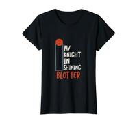 Jeu de Mots Amusant Mon Chevalier dans Un buvard Brillant T-Shirt Graphique avec Valeur, Femme, Noir, M