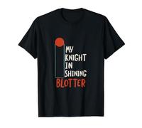 Jeu de Mots Amusant Mon Chevalier dans Un buvard Brillant T-Shirt Graphique avec Valeur, Homme, Noir, XL