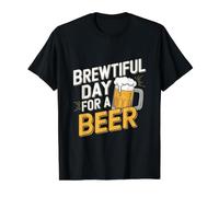 Jeu de Mots Amusant pour Boire de la bière - Brewtiful Day for A Beer Home Brew T-Shirt Graphique avec Valeur, Homme, Noir, S