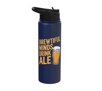 Jeu de mots amusant pour brasseur de bière - Brewtiful Minds Drink Ale Stainless Steel Insulated Water Bottle