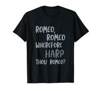 Jeu de Mots Amusant pour harpiste Romeo T-Shirt Graphique avec Valeur, Homme, Noir, L