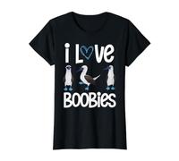 Jeu de Mots Amusant pour observateur d'oiseaux à Pieds Bleus - I Love Boobies T-Shirt Graphique avec Valeur, Femme, Noir, XS