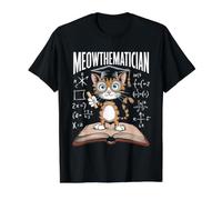 Jeu de Mots Amusant pour Professeur de mathématiques - Chat Meowthematician T-Shirt Graphique avec Valeur, Homme, Noir, L