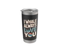 Jeu de mots amusant sur la baleine « Je t'aime » Gobelet isotherme en acier inoxydable double paroi