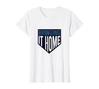 Jeu de Mots de Baseball ramener à la Maison T-Shirt Graphique avec Valeur, Femme, Blanc, S