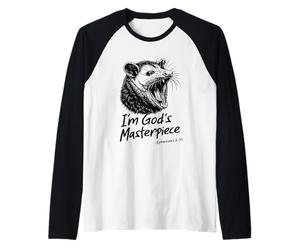 Jeu de Mots de la Bible : Le Chef-d'œuvre de Dieu Possum - Foi chrétienne Manche Raglan