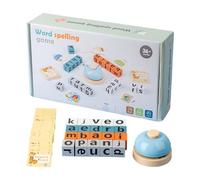 Jeu De Mots D'orthographe - Blocs d'apprentissage De L'alphabet en Bois avec Cartes Flash, Jouet De Puzzle De Reconnaissance De Mots, Ensemble Éducatif avec Cloche | Jouet d'apprentissage I