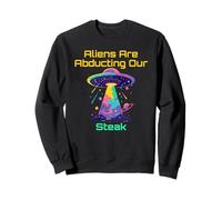 Jeu de mots drôle d'amateur de steak | Alien UFO Enlèvement Humour Meme Sweatshirt