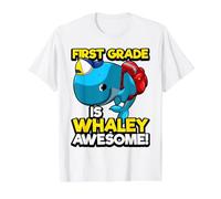 Jeu de Mots drôle de première année Baleine 1er Jour d'école Whaley Awesome T-Shirt Graphique avec Valeur, Homme, Blanc, XL
